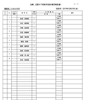 治療・口腔ケア患者予定表 （概況報告書）PDF出力