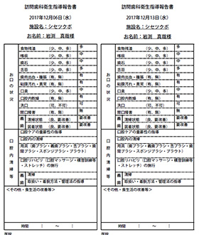 訪問歯科衛生指導報告書